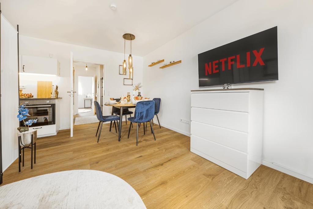 Kuchyň nebo kuchyňský kout v ubytování Excellence Deluxe Suite mit Balkon & Stadtblick - zentral an der Messe Essen