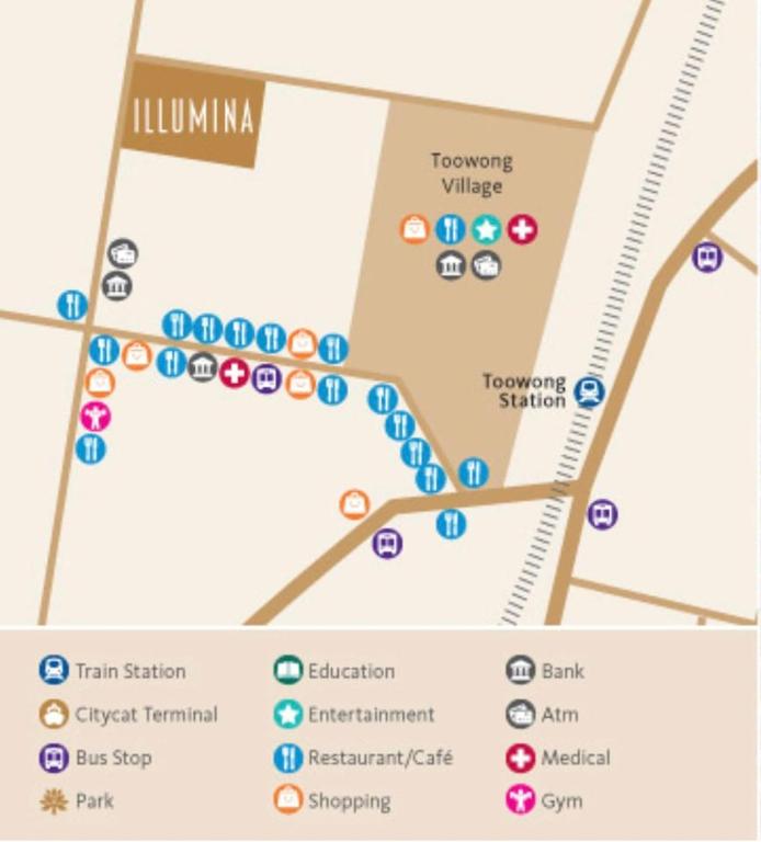 a map of the city of london with attractions at Modern APT in Toowong with Mountain View in Brisbane