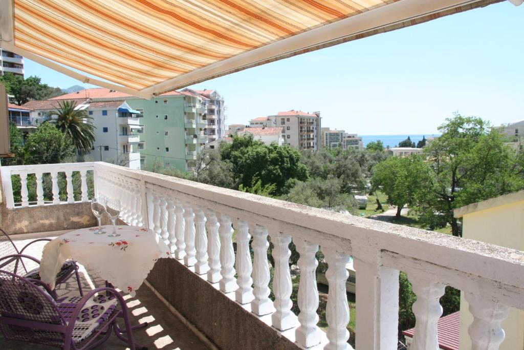 a balcony with a view of a city at Spacious 2Bedroom Flat Budva Becici in Boreti