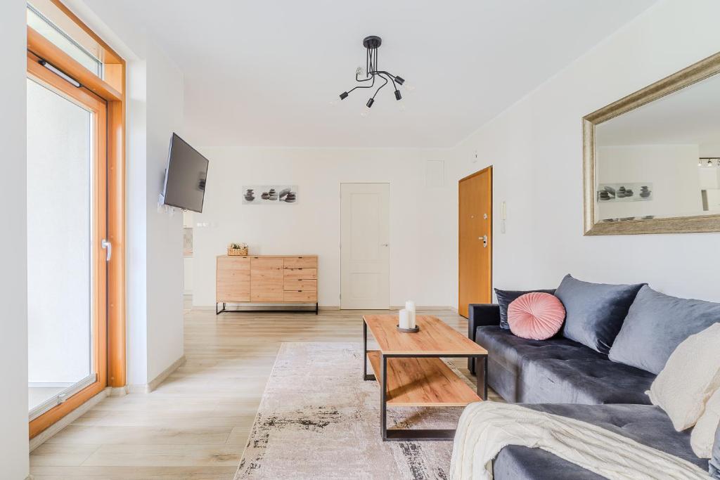 Televízia a/alebo spoločenská miestnosť v ubytovaní Zygmunta Slominskiego 5 - P&O Apartments