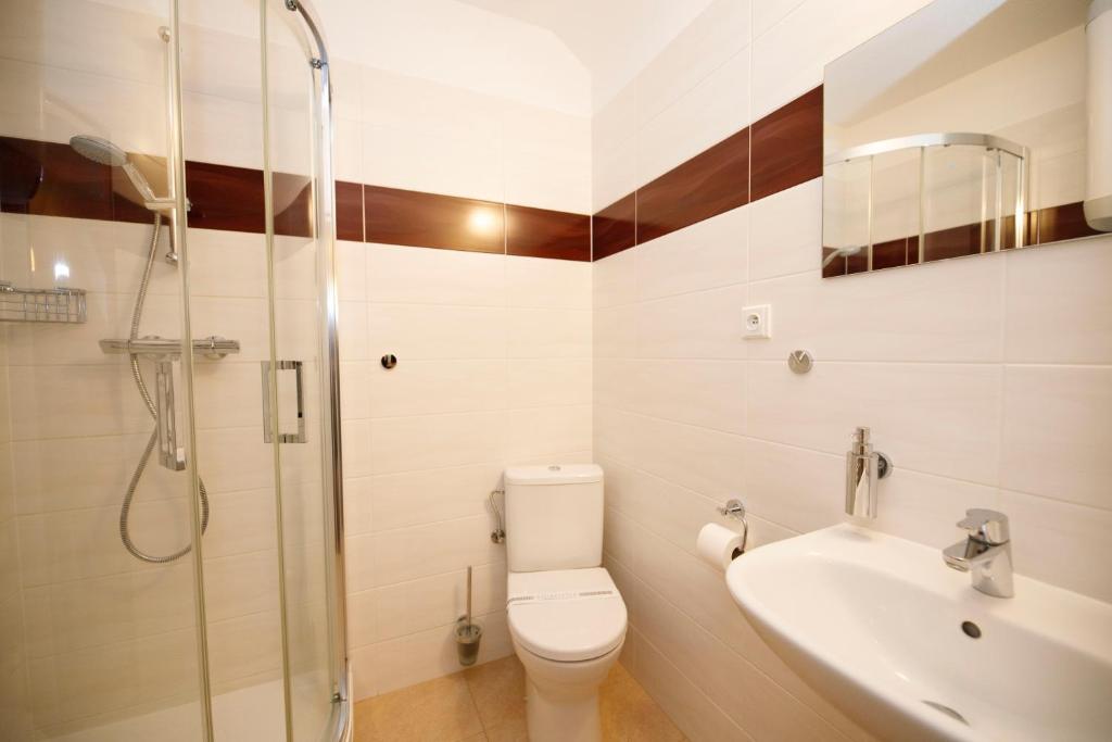 Koupelna v ubytování Hotel Modrásek