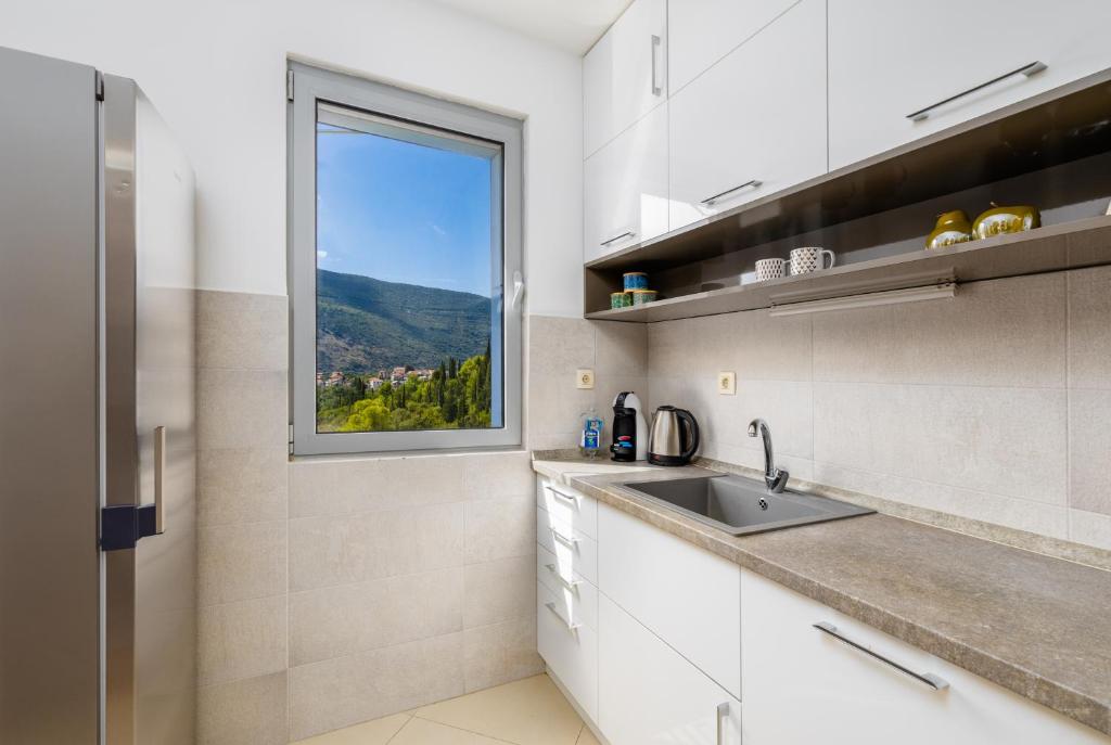 Kuchyň nebo kuchyňský kout v ubytování Apart hotel M S KATUNJANIN