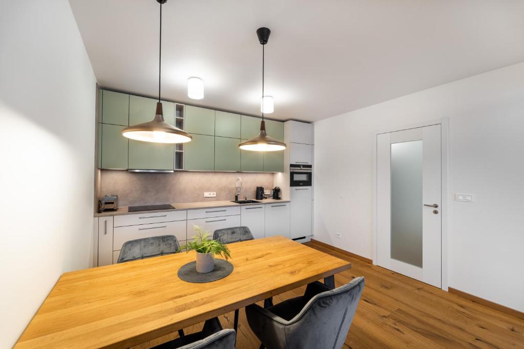 Kuchyň nebo kuchyňský kout v ubytování Wellness apartmán Pila na Kvildě