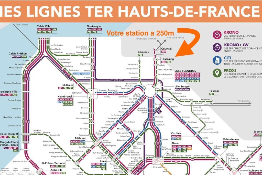 a map of the london mrt lines at Le Botanique à 250m de la gare,15 min de Lille in Tourcoing