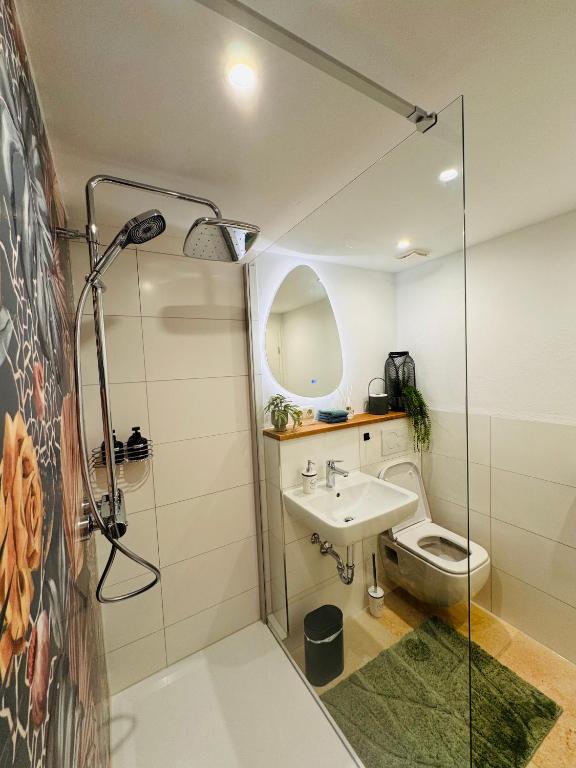 Koupelna v ubytování Ferienwohnung Vierseithof