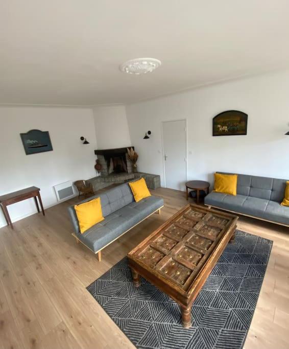 un salon avec deux canapés et une table basse dans l'établissement La Maison de Marie, à La Boissière-sur-Evre