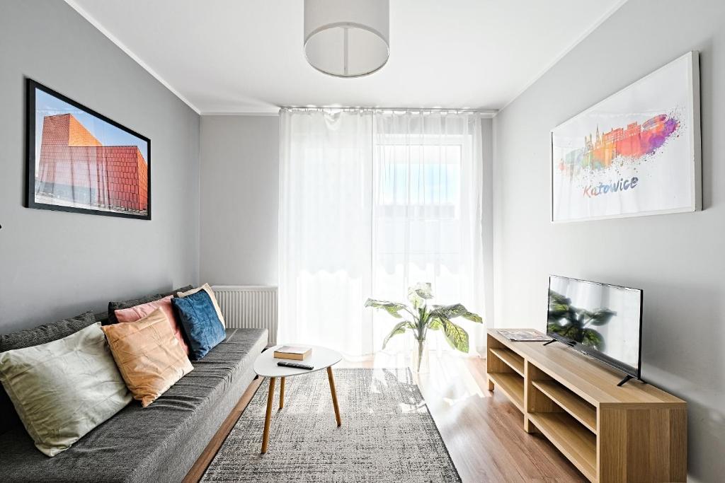 Televízia a/alebo spoločenská miestnosť v ubytovaní Golden Apartments/Op25