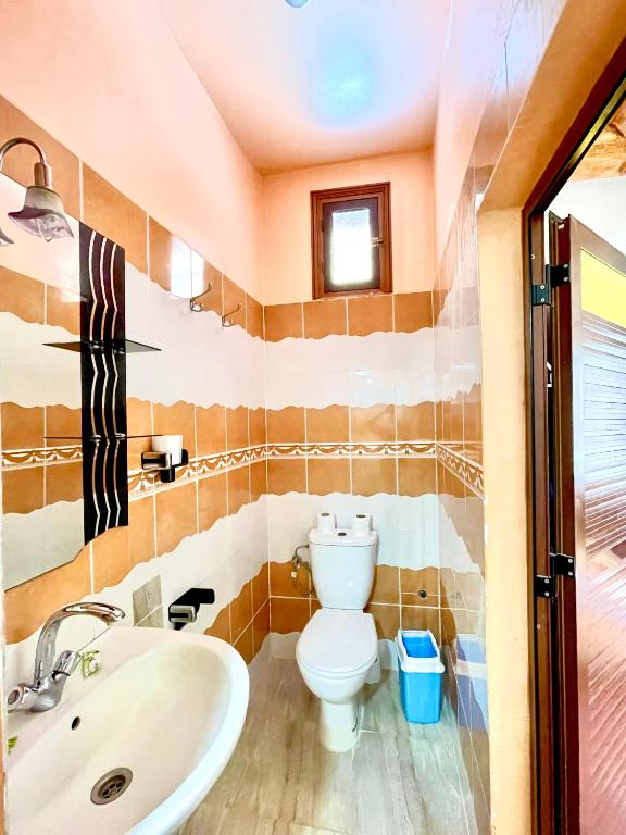 Koupelna v ubytování Hotel L'Arganier d'Ammelne