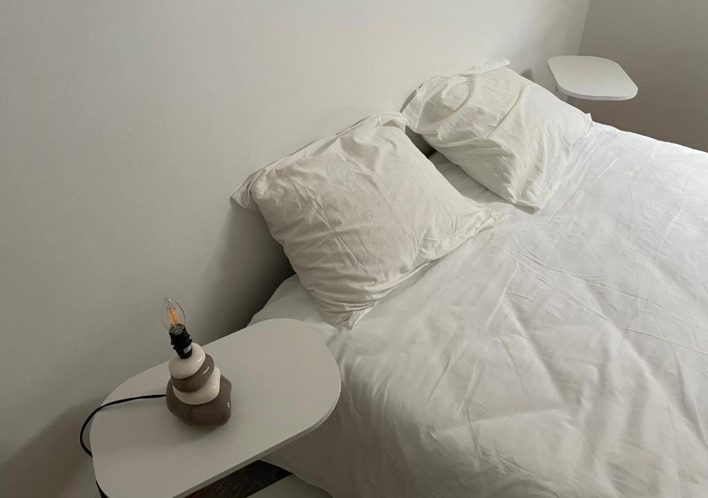 Postel nebo postele na pokoji v ubytování Le Wolf - 1 Chambre privée dans un appartement - 5mn tram du centre ville - 15mn tram Gare TGV Mulhouse - Wifi - Parking