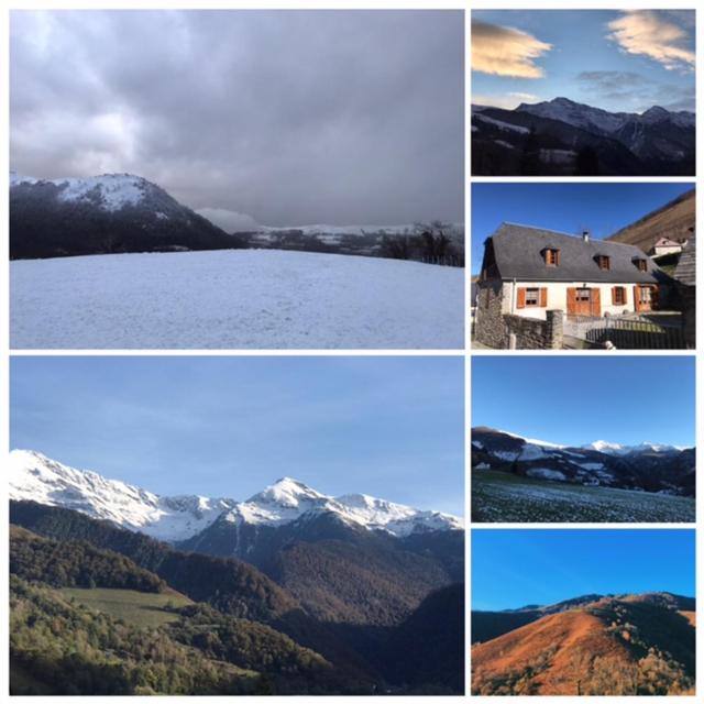un collage de photos de montagnes et d'une maison dans l'établissement Maison de vacances a la montagne, à Gazost