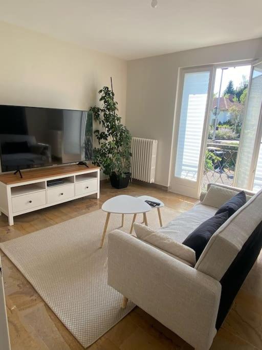 un salon avec un canapé et une table dans l'établissement Campagne à la Ville, à Montbéliard