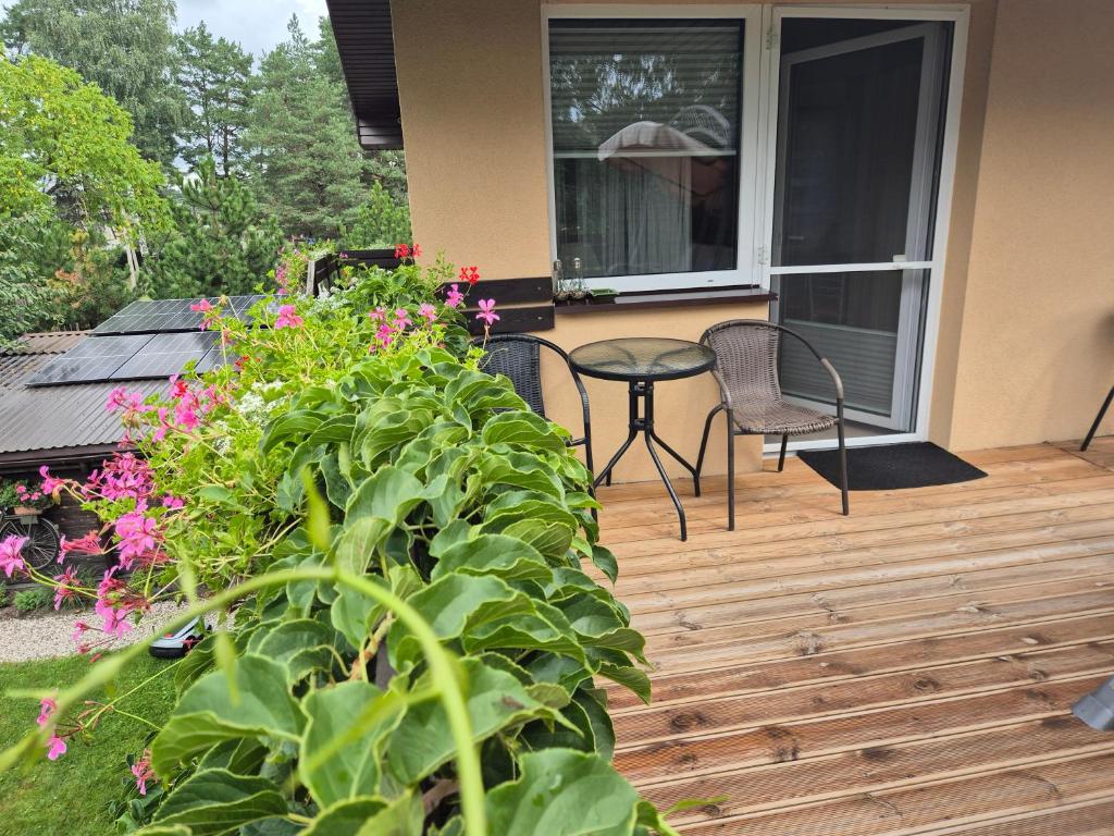 Balkón nebo terasa v ubytování Apartamentai pas Danutę