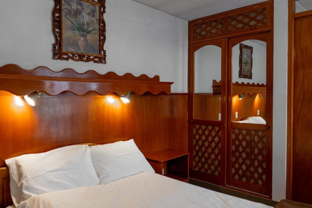 Voodi või voodid majutusasutuse Hotel La Posada de Atahualpa toas
