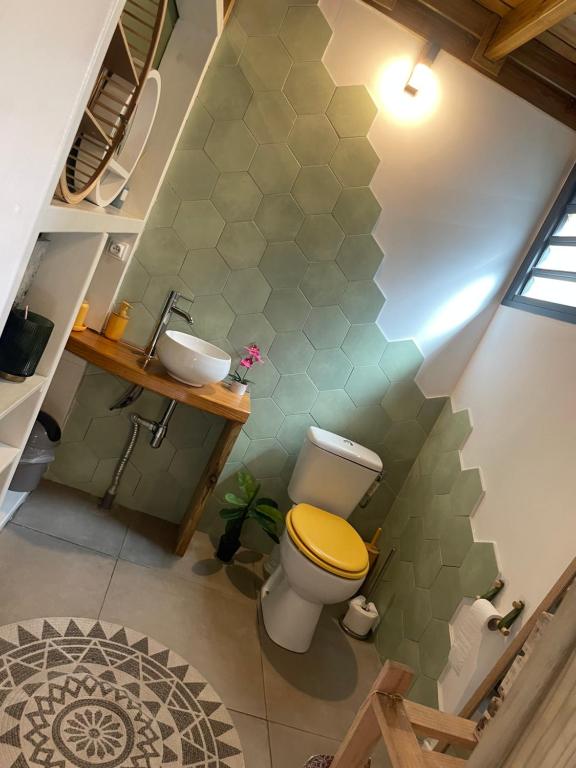 Koupelna v ubytování Charmant chalet avec jacuzzi, L'île Ô Vert