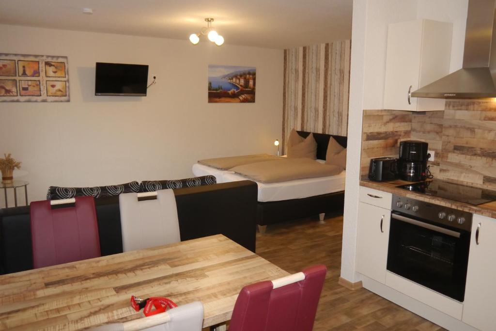 Kuchyň nebo kuchyňský kout v ubytování Hotel Haus Wittwer