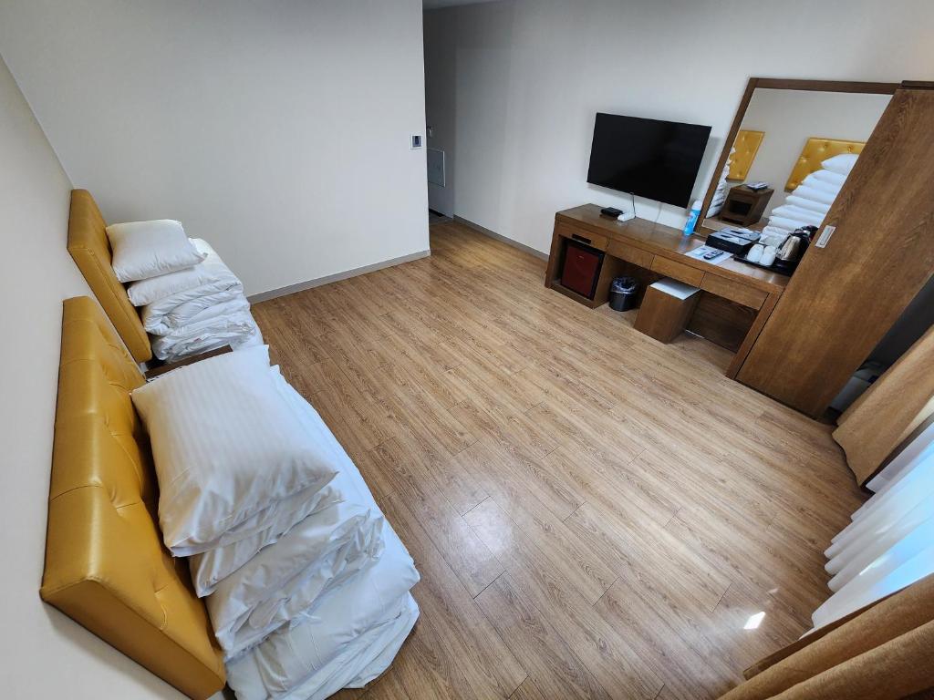 TV a/nebo společenská místnost v ubytování Hotel Haema