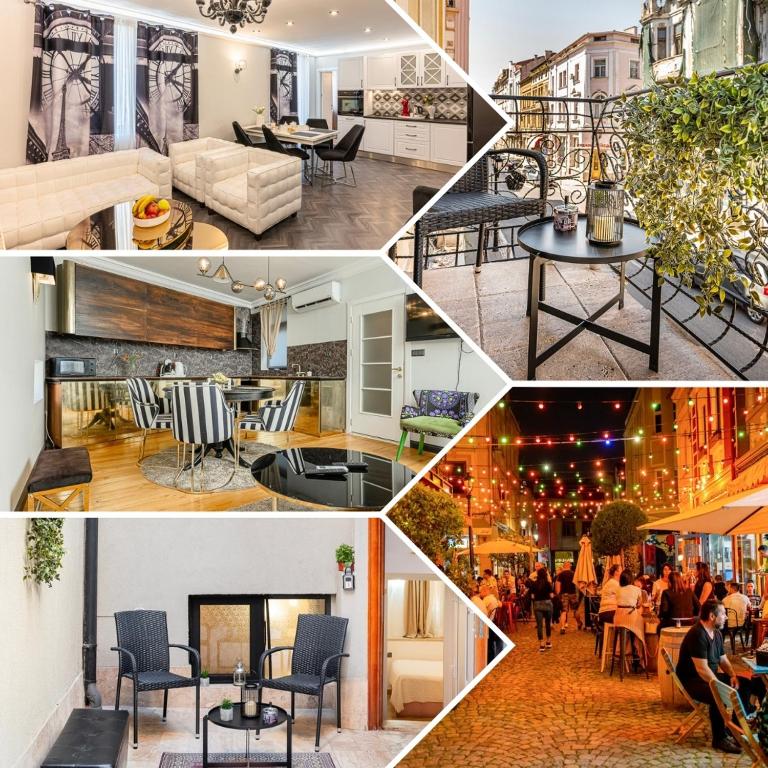a collage of photos of a living room at Апартаменти Стефани in Plovdiv
