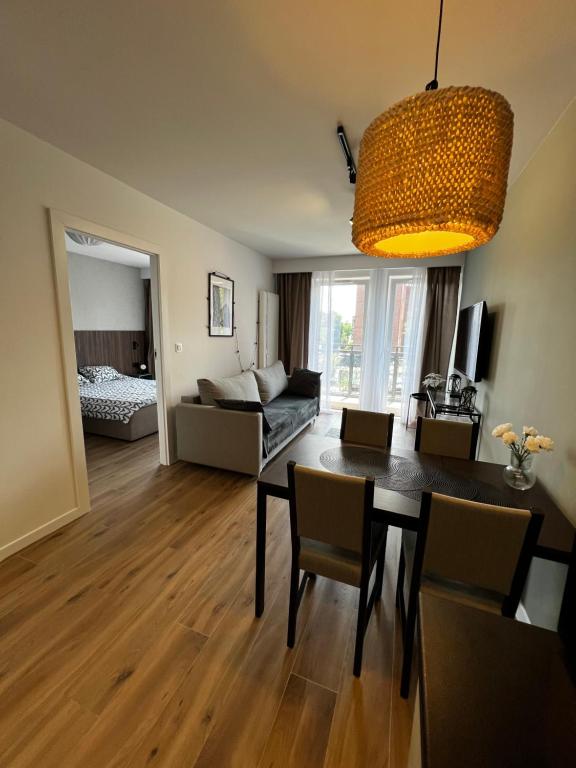 Postel nebo postele na pokoji v ubytování Przytulny Apartament w samym centrum