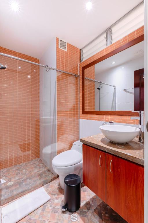 Koupelna v ubytování Hotel Parque 63