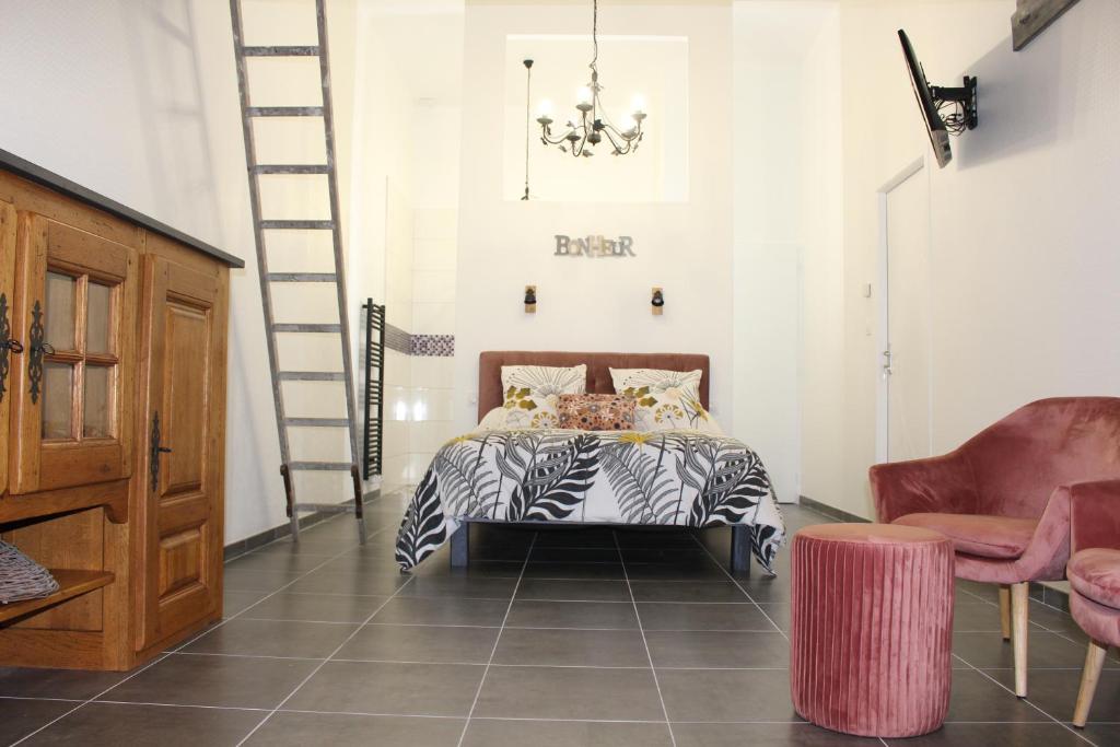 Postel nebo postele na pokoji v ubytování Chambre d'hôtes vue sur mer