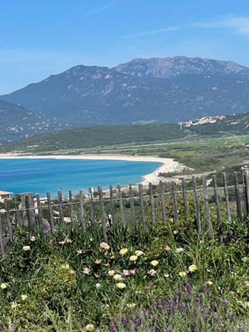 une clôture avec vue sur la plage et l'océan dans l'établissement Villa avec vue panoramique mer et montagne, à Portigliolo
