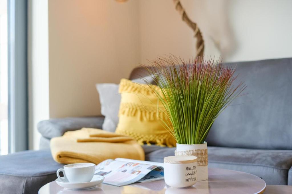 Ruang duduk di Ferienwohnung "Strandgut No 1 - Aurora Vista"