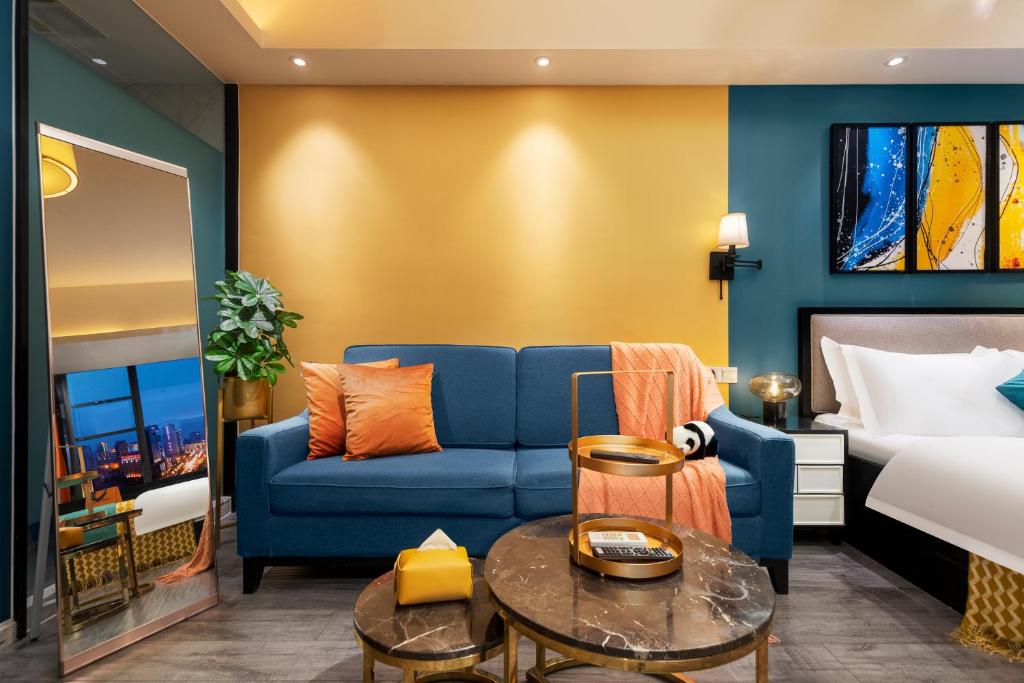 Posezení v ubytování Chengdu Shuxi International Serviced Apartment