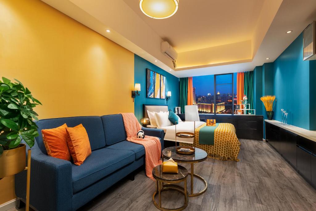 Posezení v ubytování Chengdu Shuxi International Serviced Apartment