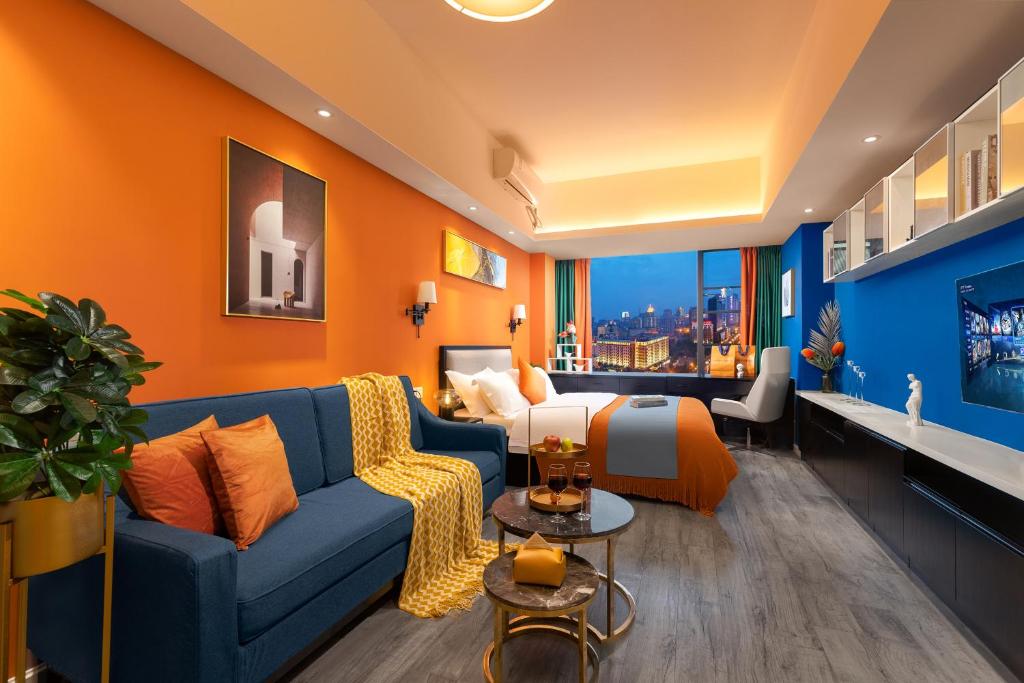 Posezení v ubytování Chengdu Shuxi International Serviced Apartment