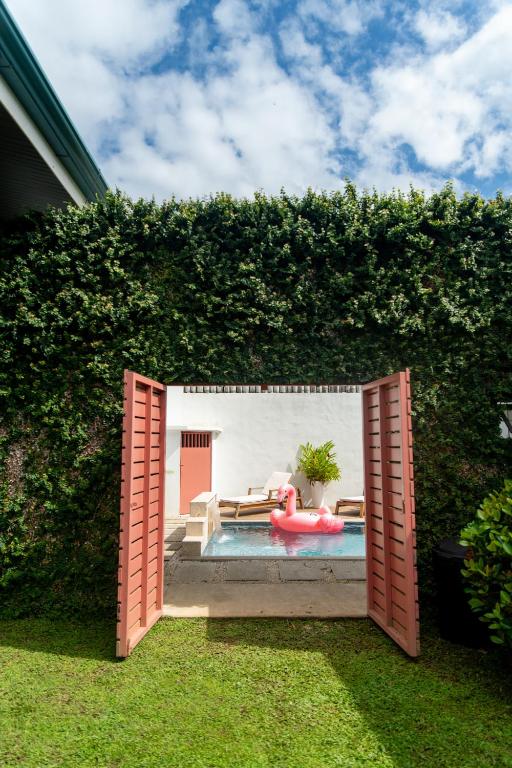 Κήπος έξω από το Hotel Por Que No?