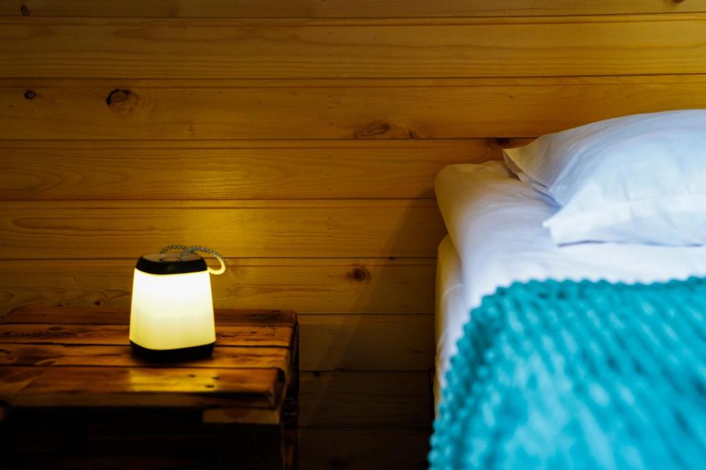 Postel nebo postele na pokoji v ubytování Rest point cottage Kazbegi
