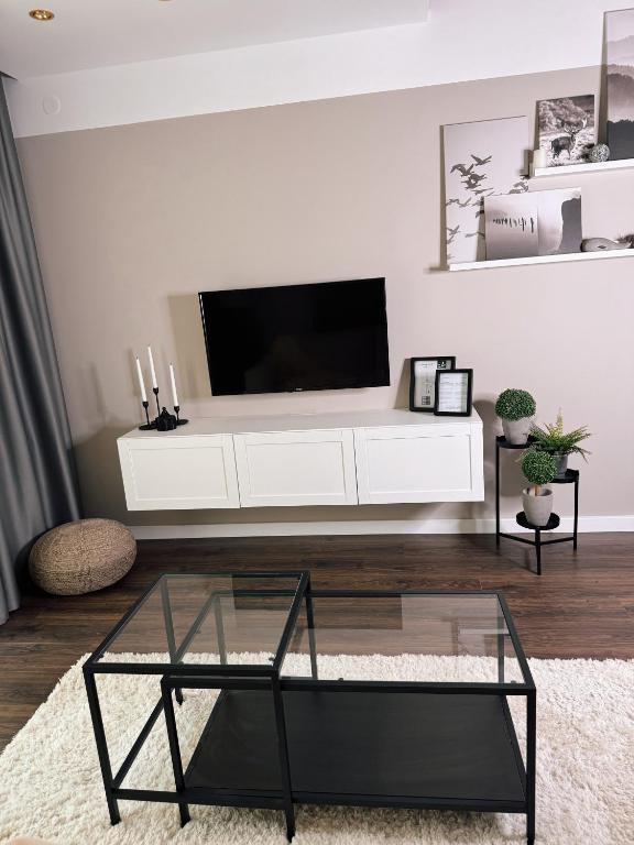 TV i/ili multimedijalni sistem u objektu Premium Line Apartman