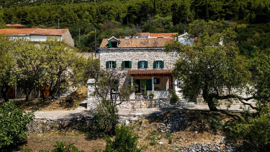 a stone house in the middle of a forest at La scuola di Anna in Babino Polje