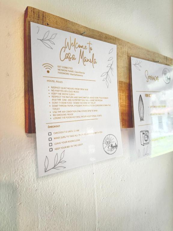 Certifikát, hodnocení, plakát nebo jiný dokument vystavený v ubytování Casa Manila