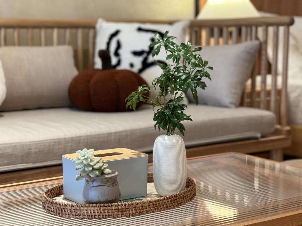 Posezení v ubytování 朱家角榆宿酒店 La Joie Resort
