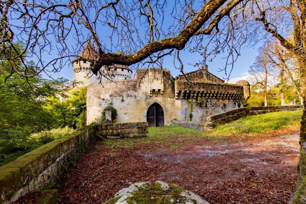 un viejo castillo en medio de un bosque en Gite De Charme - Daignac, en Daignac