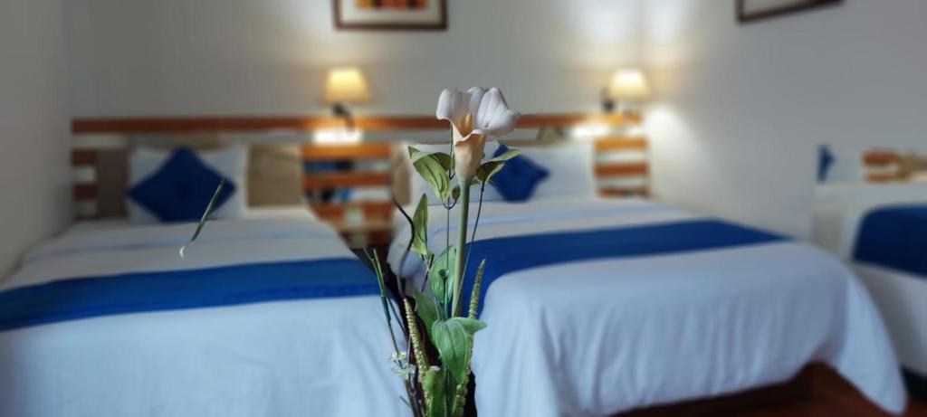 Postel nebo postele na pokoji v ubytování Blue Star Hotel