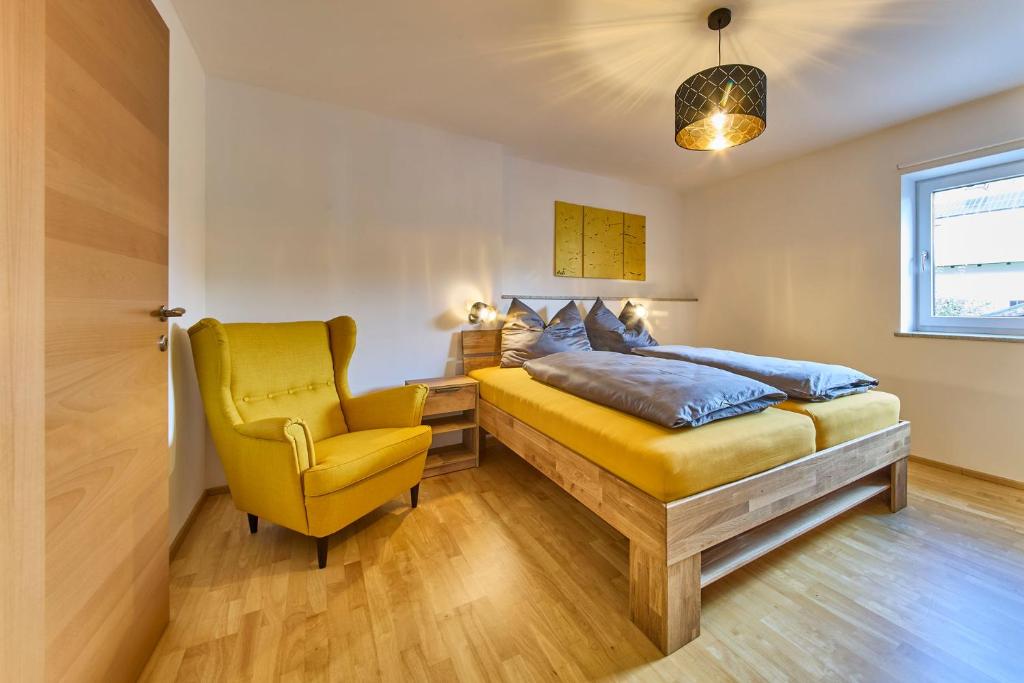 Postel nebo postele na pokoji v ubytování Appartementhaus Goldnugget