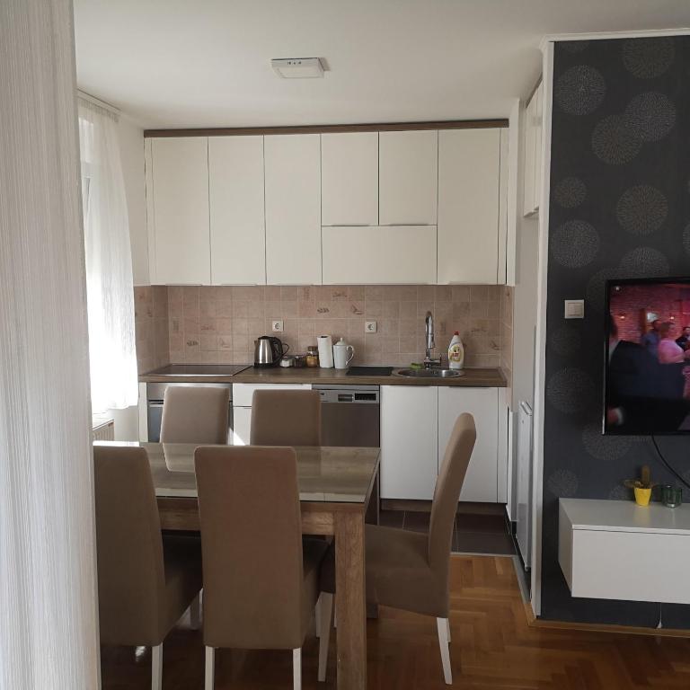 Kuchyň nebo kuchyňský kout v ubytování Apartman Burinović