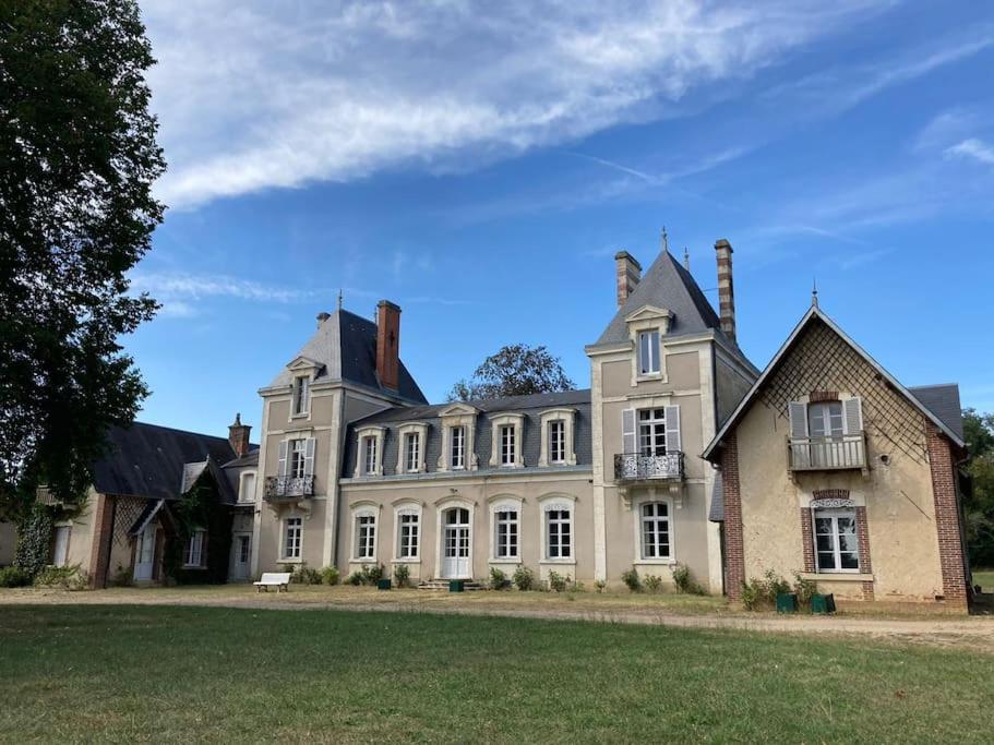 a large white house with a large yard at Beau château entre Loire et Bourgogne, 12 chambres 27 personnes in Saint-Doulchard