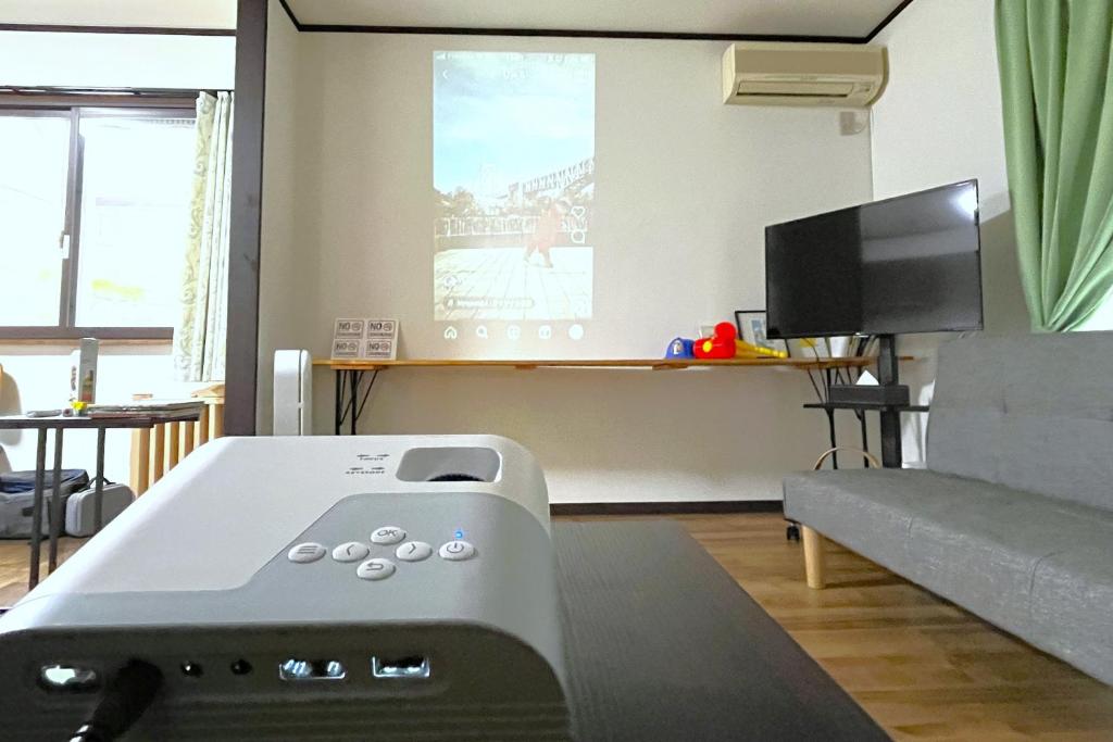 TV a/nebo společenská místnost v ubytování 笑いあふれる乾杯を 小さなホテル ミセス マルベリー