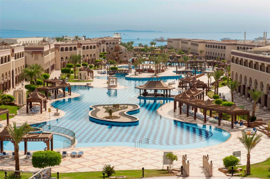 an aerial view of a resort with a swimming pool at Sunrise Mamlouk Palace Resort in Hurghada