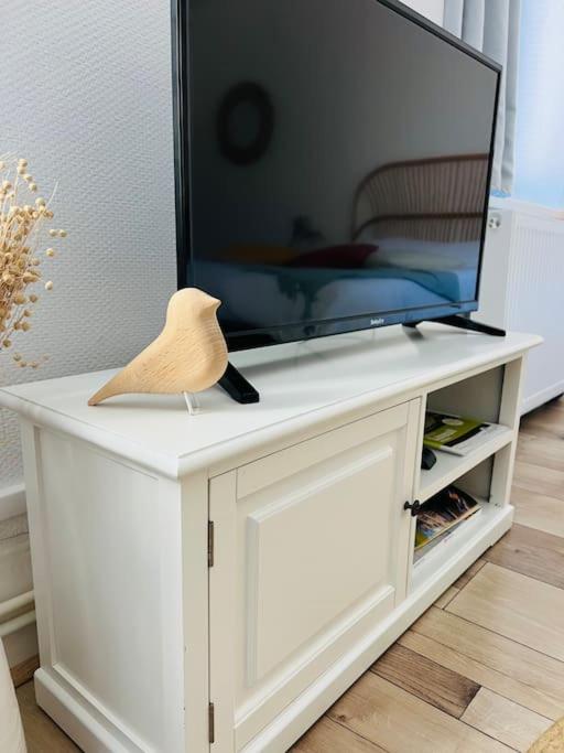 Televízia a/alebo spoločenská miestnosť v ubytovaní Studio Girafe, style bohème et atypique, Curistes