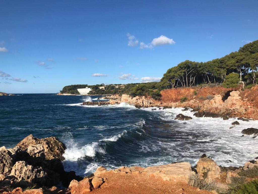 - une vue sur l'océan depuis une plage rocheuse dans l'établissement Le SAYULA, à Bandol