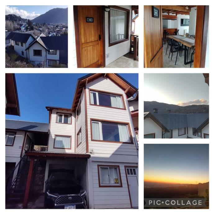 un groupe de quatre photos d'une maison dans l'établissement Cabaña - San Martin de los Andes, à San Martín de los Andes