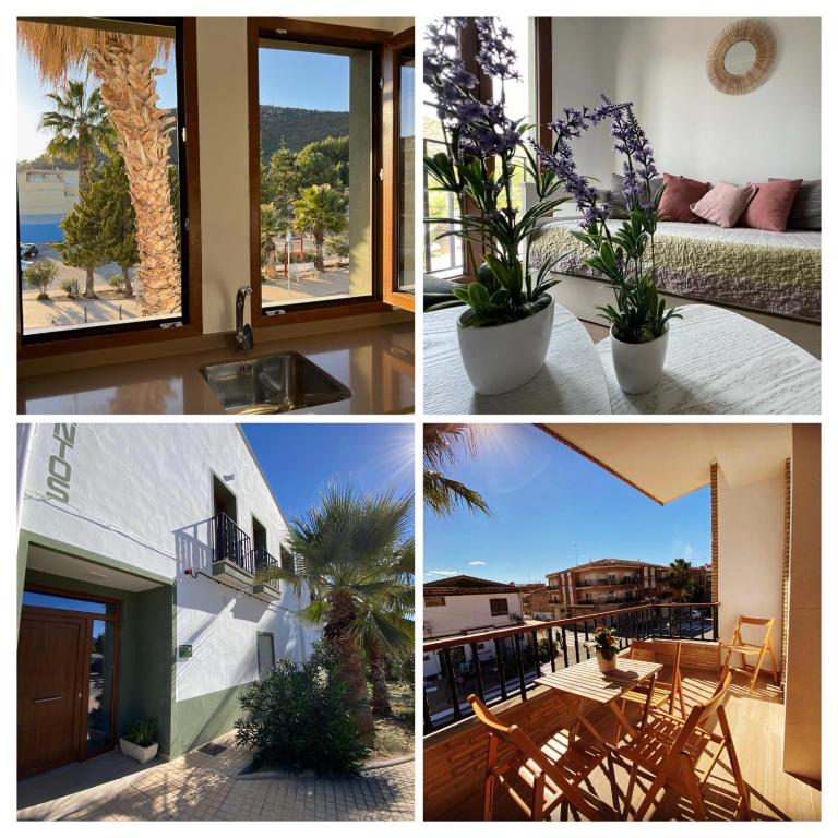 Hotel Apartamentos LOSA RURAL, a collage of four pictures of a house at Apartamentos LOSA RURAL in Losa del Obispo