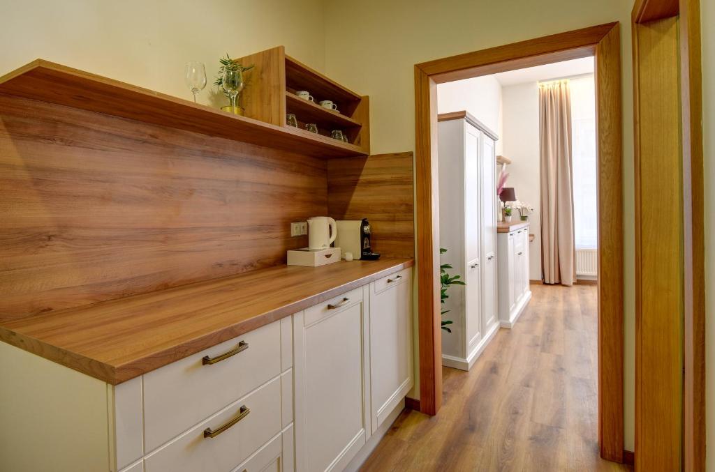 Kuchyň nebo kuchyňský kout v ubytování Hotel Karlova Prague