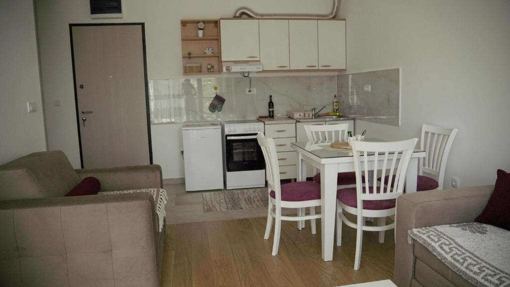 Kuchyň nebo kuchyňský kout v ubytování Sova apartman 2