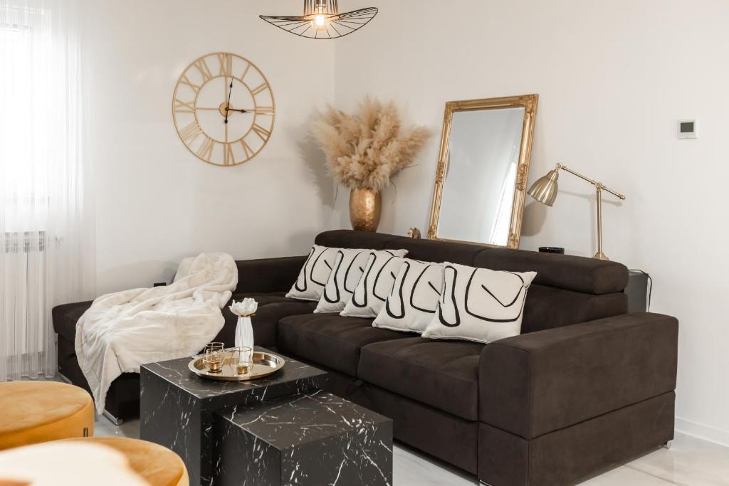 Posezení v ubytování Deluxe Apartment RoMa