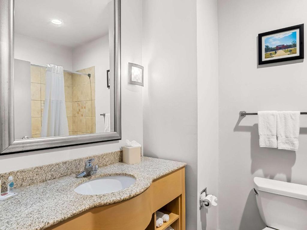 a bathroom with a sink and a toilet at Comfort Suites Lindale in Lindale